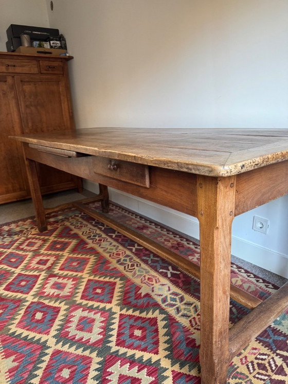 Image 1 of French farmhouse table with bench and chairs