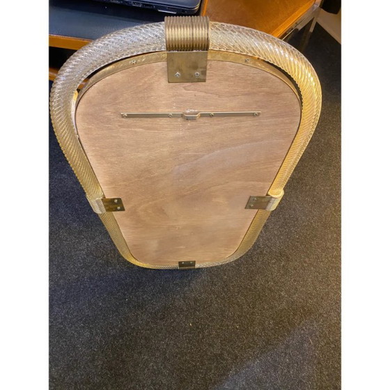 Image 1 of Elegante coppia di specchi in vetro di Murano con foglia d'oro, Italia, design "Torciglione"