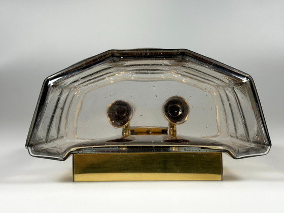 Image 1 of 60er 70er Jahre Wandlampe Wall Sconce Glashütte Limburg Germany Glas & Metall