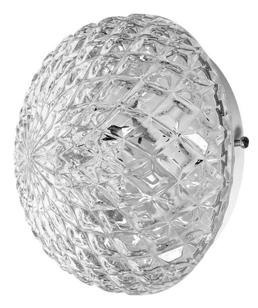 Vintage glazen wand- of plafondlamp uit de jaren 70. – wandlampen, Glass, Metal