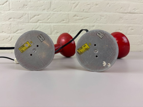Image 1 of Set of 2 Vintage GDR Space Age Table Lamps – 1960s – Red