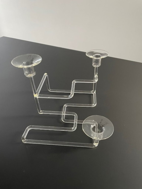 Image 1 of Artistieke glazen kandelaar – sculpturaal geometrisch ontwerp