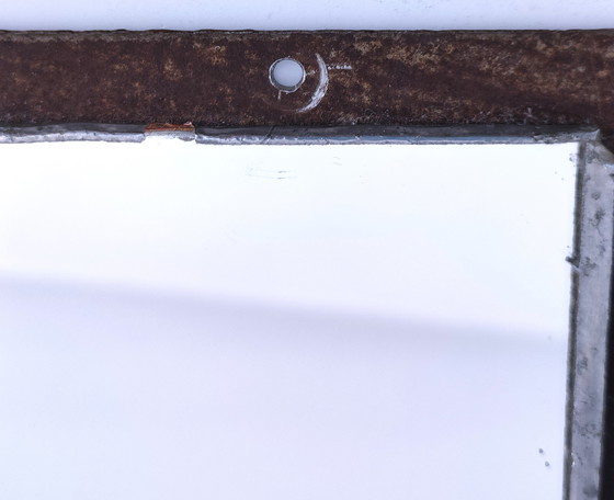 Image 1 of Brutalistische spiegelset glas en metaal