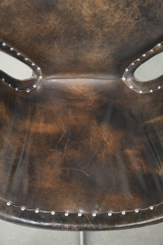 Unique Vintage Cowhide Leather Aviator Timothy Oulton Devon Spitfire Side Chair / Office Chair Finished with (photo 6 of 16)