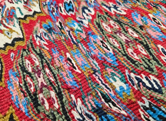 Image 1 of Tappeto persiano Senneh vintage in lana, annodato a mano, con motivo astratto, 158x252 cm.