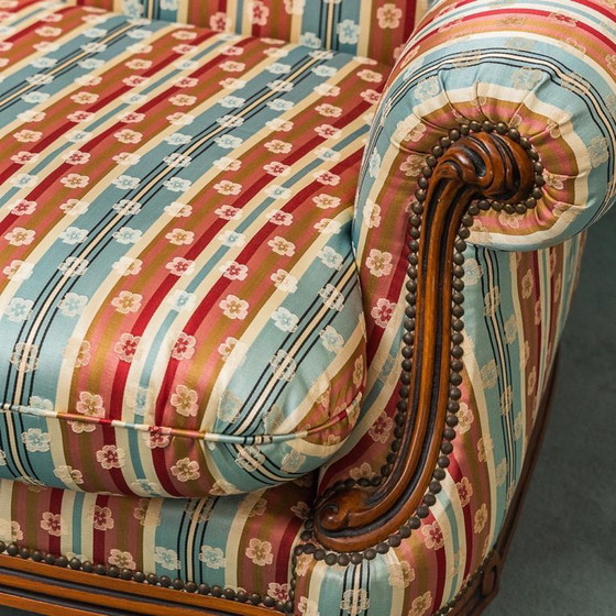 Image 1 of DIVANO 3 POSTI VINTAGE TESSUTO A RIGHE VEELKLEUR E LEGNO ANNI '50 VINTAGE MODERNARIATO