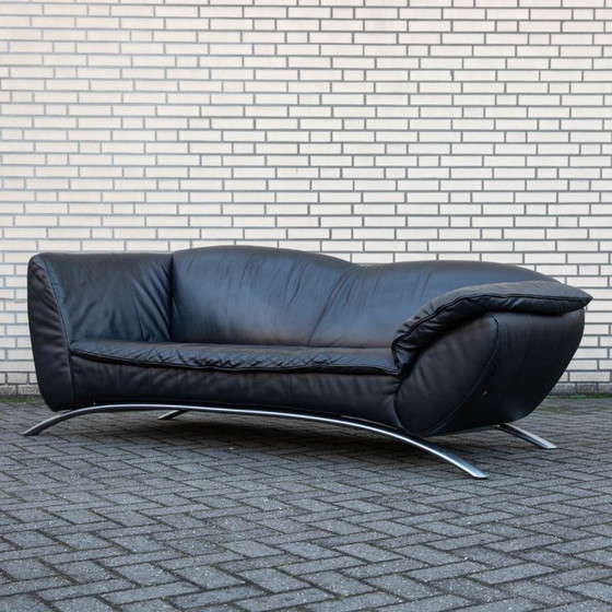 Image 1 of Vintage Rolf Benz Forum 344 Design Bank Zwart Leer
