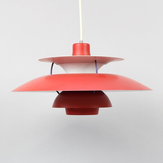 Image 1 of Rode PH 5 plafondlamp van Poul Henningsen voor Louis Poulsen, Denemarken, jaren 80