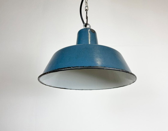 Image 1 of Industrial Blue Enamel Pendant Lamp, 1960s