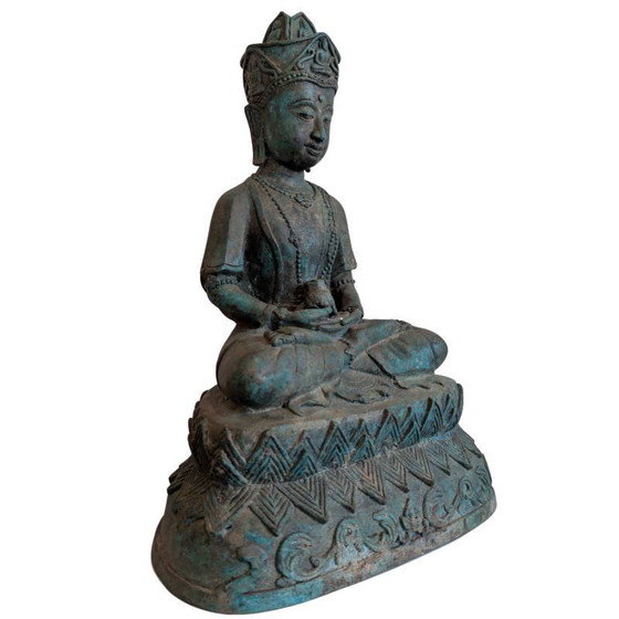Khmer Lokeshvara (Avalokiteshvara) con kundika – bodhisattva in bronzo, lotto 150 – Sculture, Bronze (photo 2 of 10)