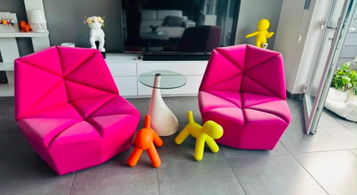 Coppia di poltrone di design ALBERTA GOSSIP – design italiano – lavorazione originale – fauteuils, Textile