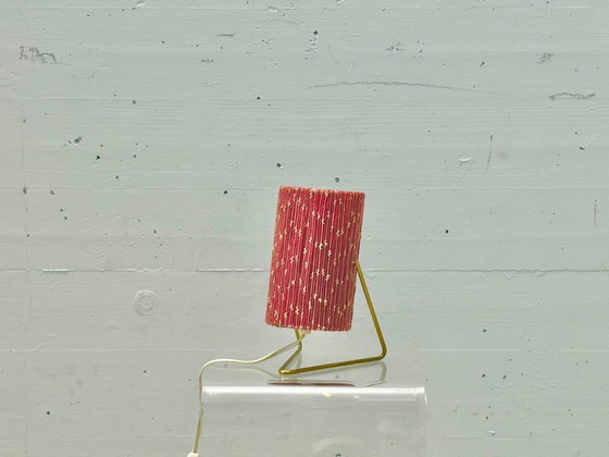 Image 1 of Mid-century table lamp with fabric shade and brass frame, 1960s