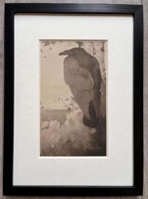 Jan Mankes 1889-1920 / Original Heliogravure Raven in Berkenboom 1923 – lithos zeefdrukken, Paper