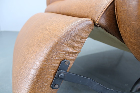 Image 1 of 1950 Marco Zanuso Liggende 'Lady' Loungestoel in kunstleer, Italië