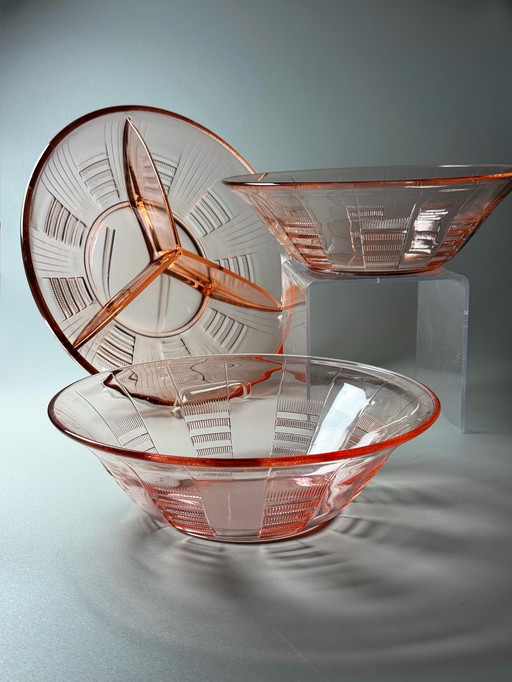 Servizio da portata Art Déco Rosaline "Severina" di Val Saint Lambert