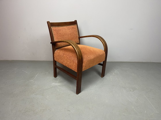 Sculpturaal ensemble van vier Nederlandse art-deco fauteuils. Nederland, jaren 1930. Ref.: CH2010 – Wood (photo 10 of 14)