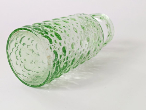 Image 1 of Jacinthe vaas uit het midden van de vorige eeuw | Groen spijkerglas | Duitsland, jaren 70