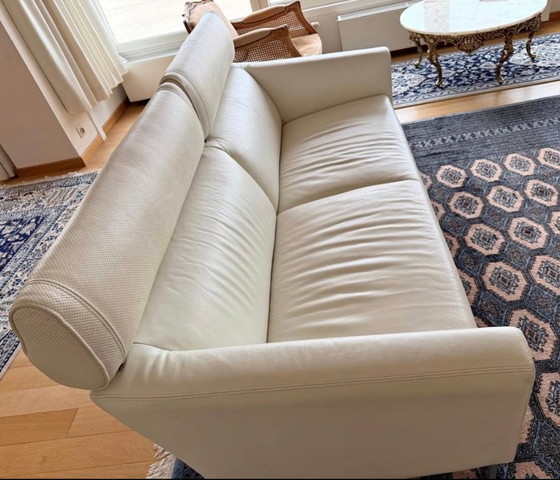 Image 1 of Divano di design Leolux in pelle color crema, da 2 a 3 posti.