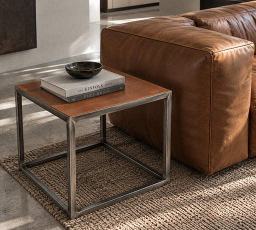 Tavolino Baxter in pelle "Trinity" Design italiano 1980