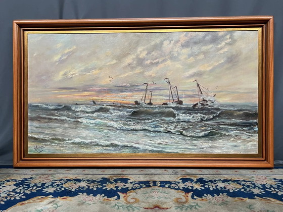 A. Claessens. Seascape. Large format. – Paintings & Drawings, Canvas (photo 14 of 14)