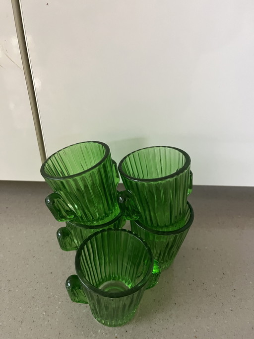 Set vijf cactusvormige shotglaasje groen 