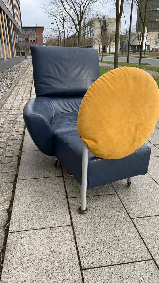 Image 1 of Divano/seduta di design CASSINA in pelle Topkapi blu/grigio - giallo