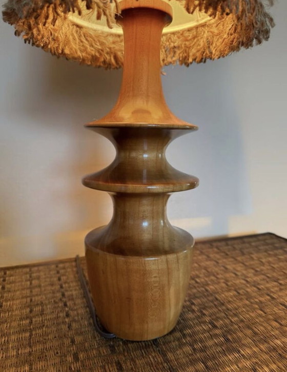Image 1 of 70's turned wood lamp