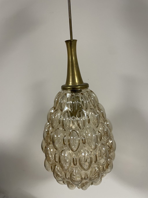 Lampada a sospensione in vetro Bubble Round, anni '60, Glashutte Limburg, Helena Tynell