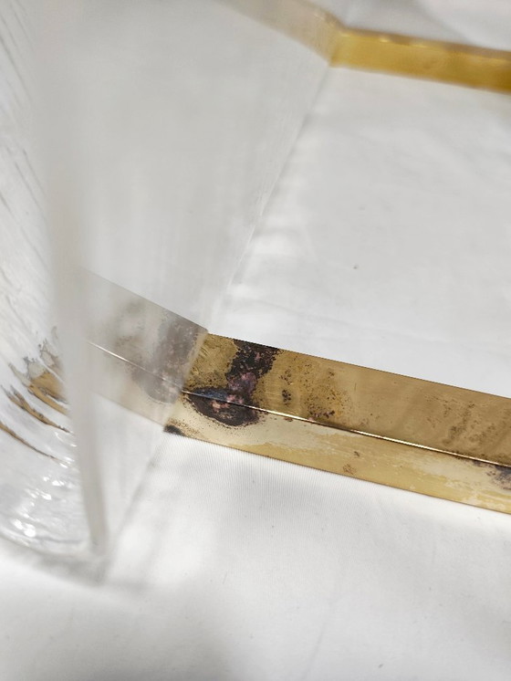 Image 1 of Methacrylate and brass magazine rack. Spain, 1980s.