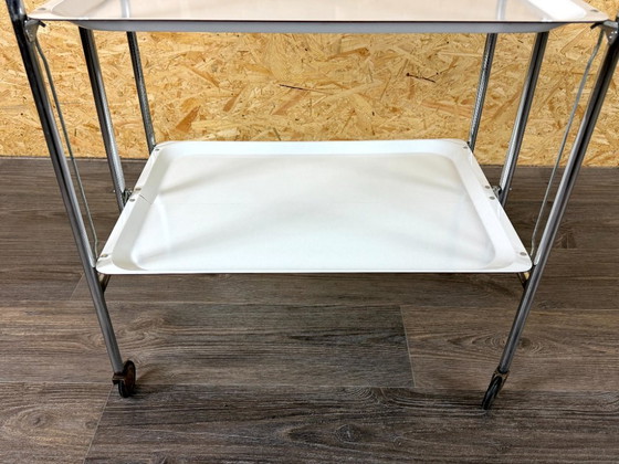 Image 1 of 1960s/70s Serving Trolley/Dinette Side Table, Space Age Design, Chrome/White