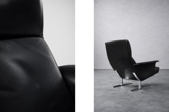 Image 1 of Vintage Mid-Century Modern Danish Black Leather Lounge Chair by Georg Thams for A/S Vejen Polstermöbelfabrik, 1960s