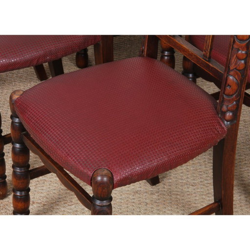 Set van 6 art-deco stoelen, Frans werk uit de jaren 30.