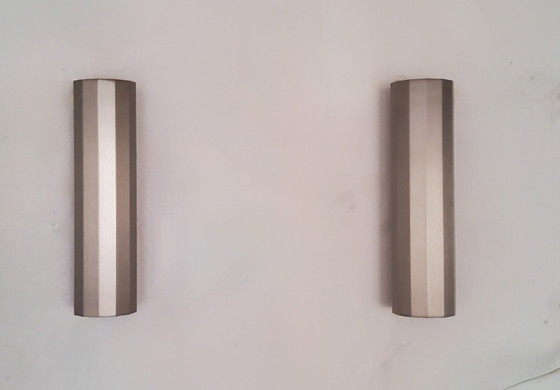 Image 1 of Apliques de pared facetados de níquel mate
