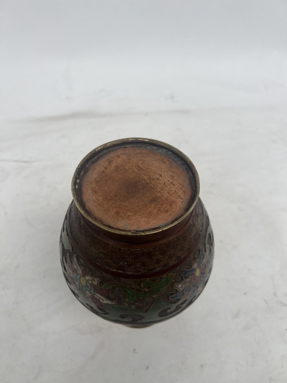 Antique early 20th-century Japanese champlevé cloisonné vase – Bronze, Copper (photo 5 of 6)