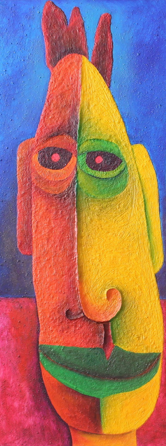 Image 1 of Large structural painting '3 heads'