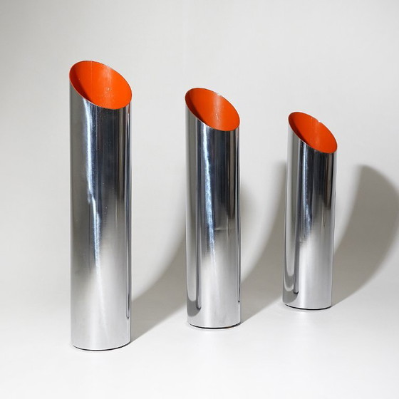 3 chrome-plated metal umbrella stands, 1970s (photo 2 of 13)