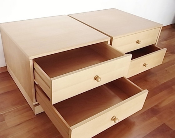 Image 1 of 'Die Collection' Wohnwand 8-teilig mit Vitrine, Schubladenkonsolen, Bücherborden in Esche natur Esche