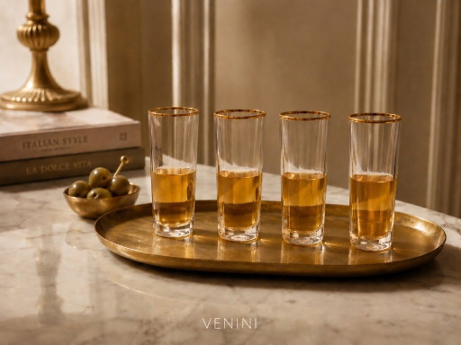 Set van 4 achthoekige Venini-glazen uit de jaren 60/70.