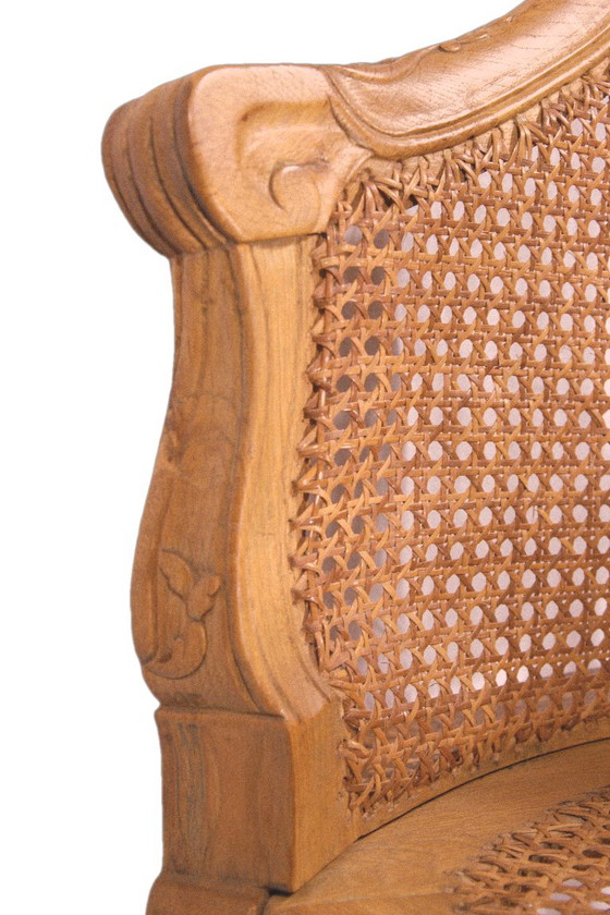 Cane office chair with central leg (also called a "couillard" chair), 89x68cm – Armchairs, Rattan, Wood (photo 7 of 10)
