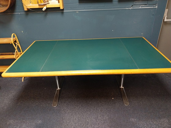 Image 1 of 1 bureau Knoll de 1973, conçu par Warren Platner, avec plateau en cuir vert.