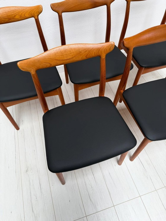 Image 1 of Set van 6 vintage model 112 Deense teakhouten eetkamerstoelen van Erik Wørts voor Vamo Sønderborg, Mid-Century Modern, jaren 196