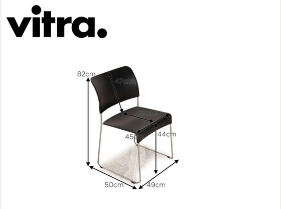 6x Sedia Originale Vitra SIM – Jasper Morrison – Nero – Sedie impilabili – Sedie da pranzo, Plastica, Cromo (photo 7 of 8)