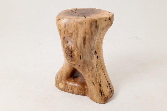 Image 1 of Sculptural Stool/Side Table, Walnut, Carved, Unique, Logniture