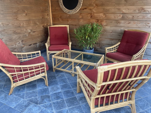 Conjunto de salón de ratán vintage