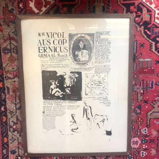 b/w lithograph "Nicolaus Copernicus" by Toon Tersas (1973)