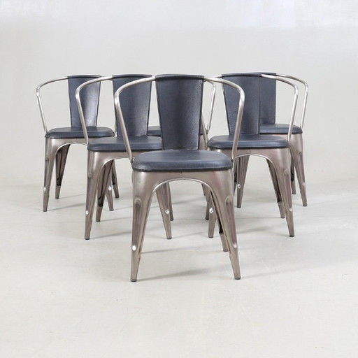 Sedie di design industriale (set da 6) — Metallo e legno — Estetica da officina senza tempo — Stile XIX/XXI secolo