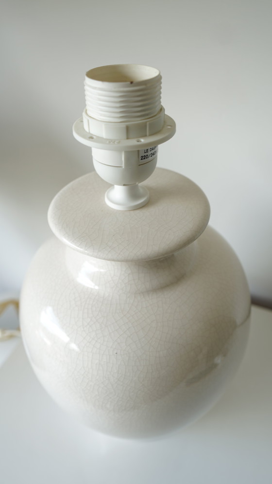 Image 1 of Vintage white Le Dauphin lamp base in crackled glazed ceramic - 1980s
