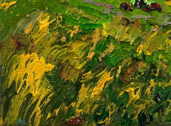 Image 1 of Original Oil Painting Summer Field Landscape Walk Through The Meadows