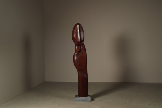 Image 1 of  Monumental Afzelia wood sculpture by Begga d'Haese, Belgium, c. 1985