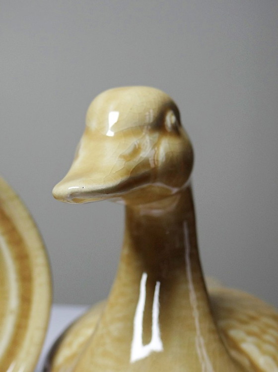 Image 1 of Small vintage GEO terrine from the 1950s-60s, beige earthenware duck